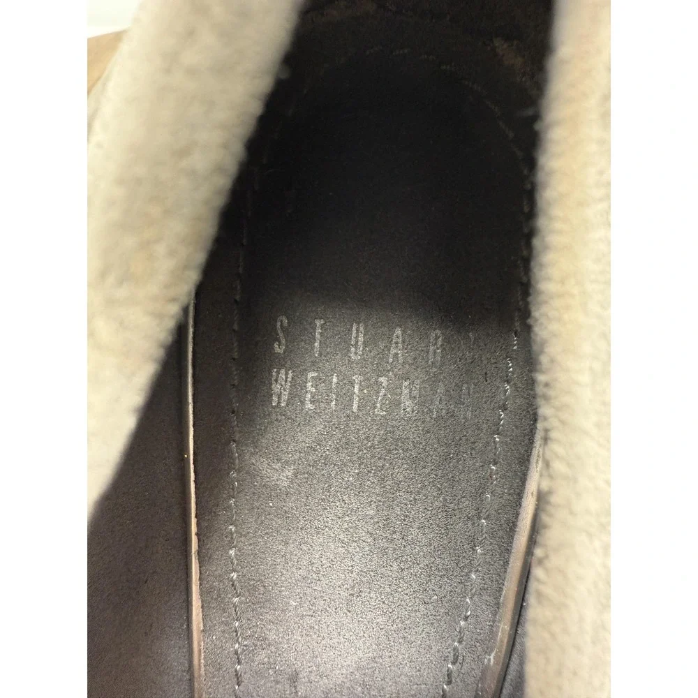 Stuart Weitzman Wedge Shoes Womens Size 7.5 M Taupe Suede Pointed Toe Pumps 4901